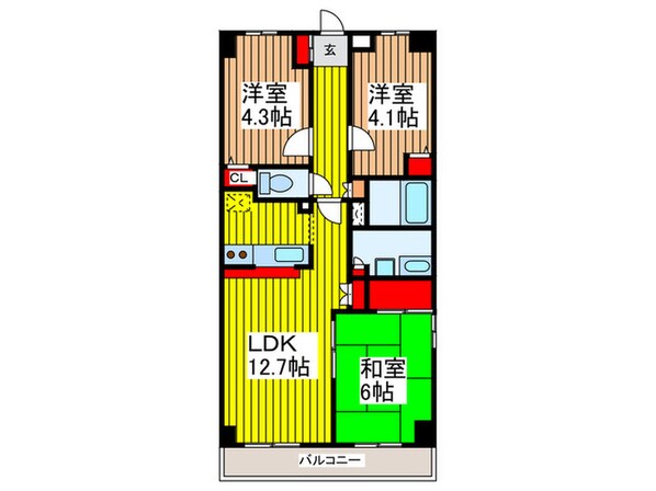 ｺｽﾓ与野ﾁｪﾛｰﾄﾞの物件間取画像